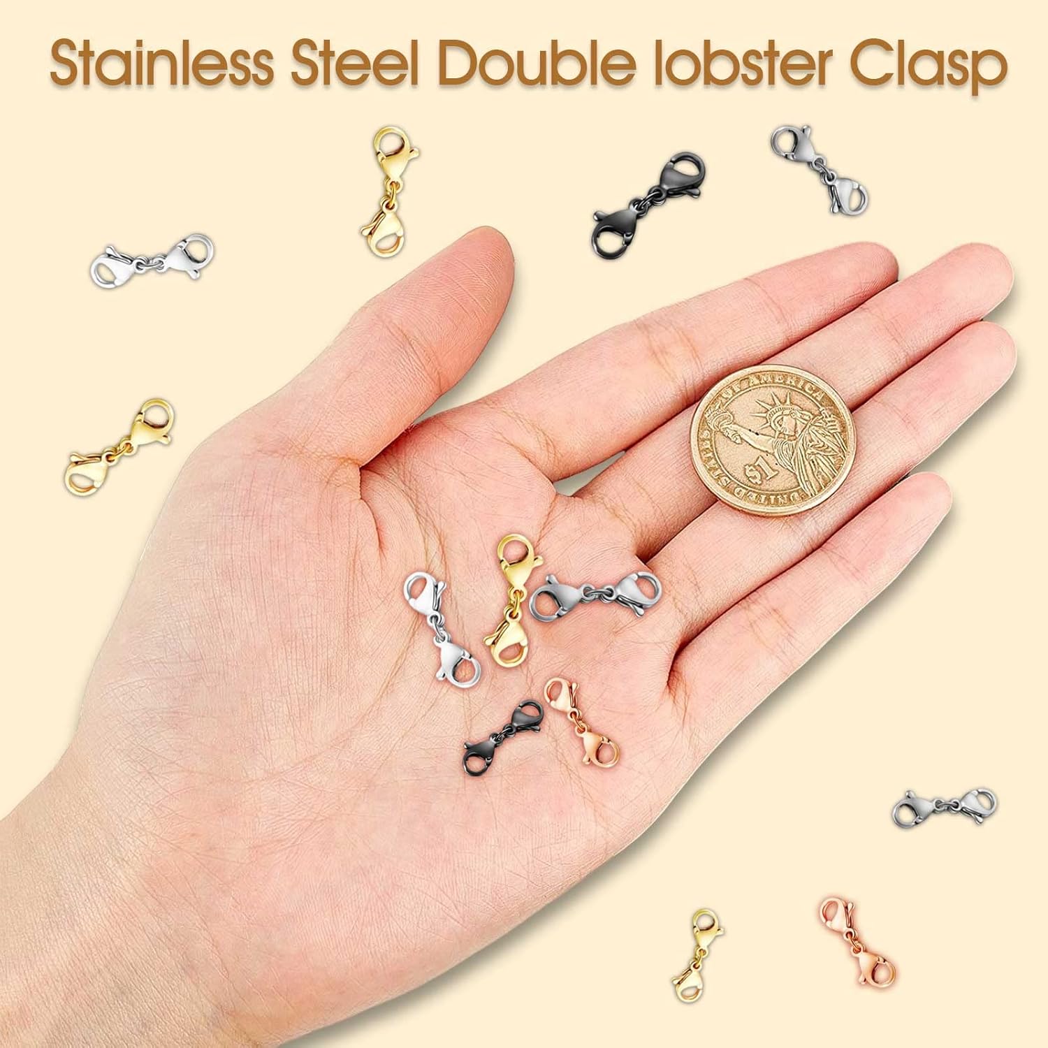 10 Pack Double Lobster Clasp Necklace Clasp Classic Double End Design Necklace Clasps and Closures, Necklace Extender Double Claw Connector Suitable for Jewelry Chain - Image 5