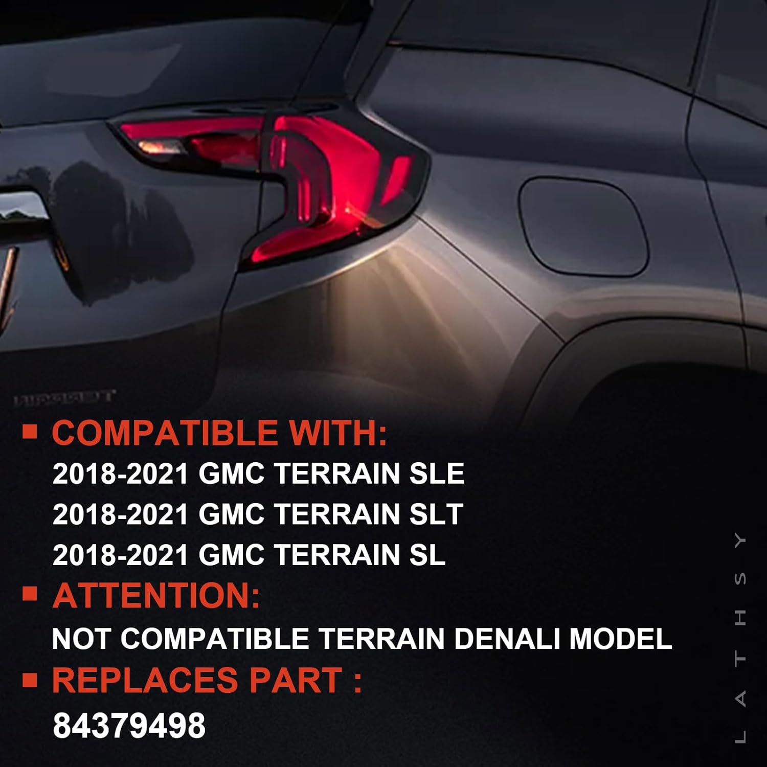Tail Light Outer Compatible with GMC Terrain 2018 2019 2020 2021 Right Passenger Side Talilight LED HID/Xenon Replace 84379498