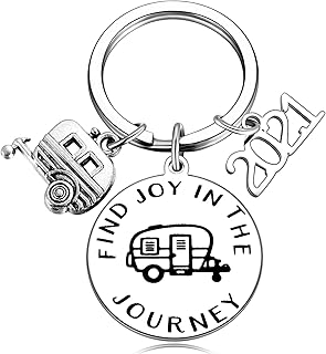Camper Key Chain RV Accessories for Travel Trailers Inside Decor 2021 New Happy Camper Owner Journey Adventure Gifts Glamp...
