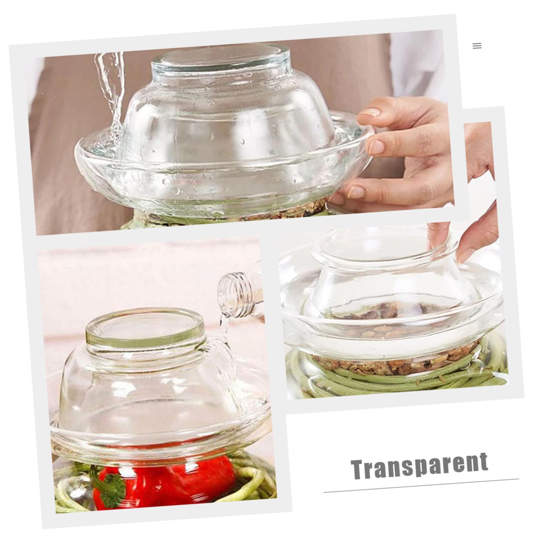 HOMSFOU Tarro de Cristal para Encurtidos de Cocina 5 Kg, Envase de Vidrio Transparente Sellado para Alimentos, Bote de Pepinillos Casero para Fermentación y Conservación Hogar