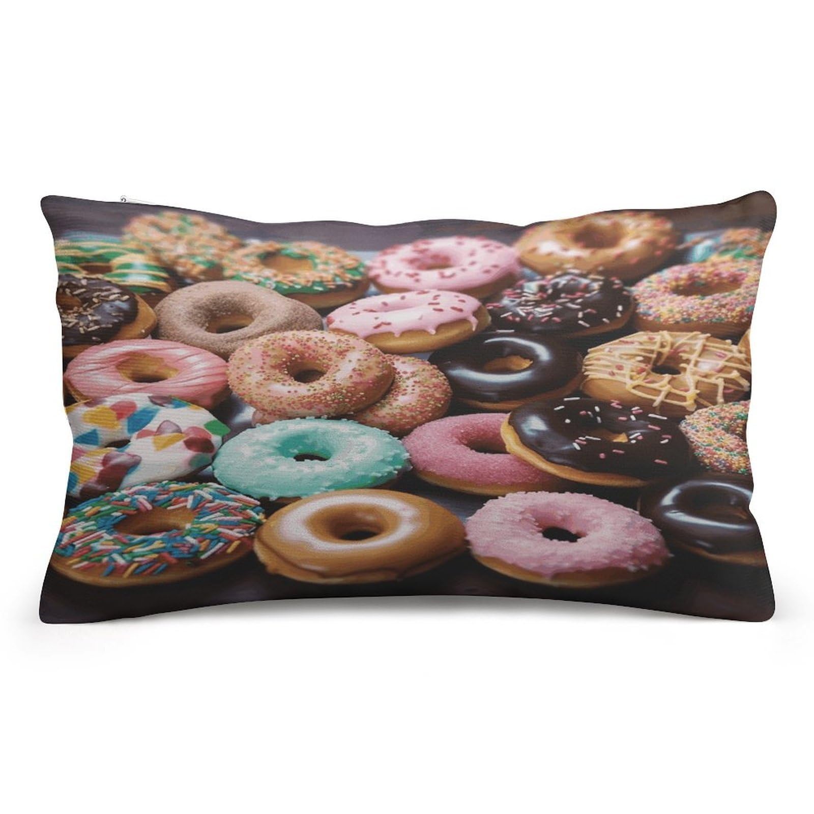 asbwuo Rectangular Decorative Throw Pillow Cover Soft Cushion Cover Donuts Queen Pillow Cases for Couch Sofa Living Room Bed