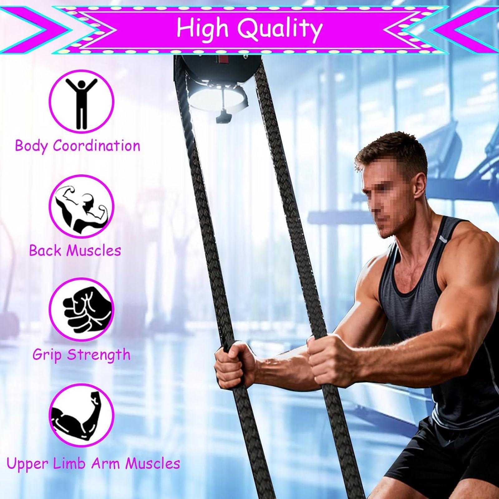 Endless Rope TrainerQ Rope Endless Rope TrainerCable Pulley System with Adjustable Resistance for Full Body Workout & Strength Training