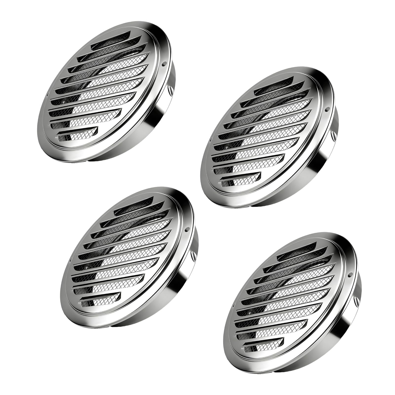Ventola Rotonda per Soffitto con Lamelle Inclinate a 45° per | Acciaio Inossidabile, Diametro 200 Mm, Compatibile con Tubo Flessibile, Montaggio a Soffitto o Parete, Impermeabile e