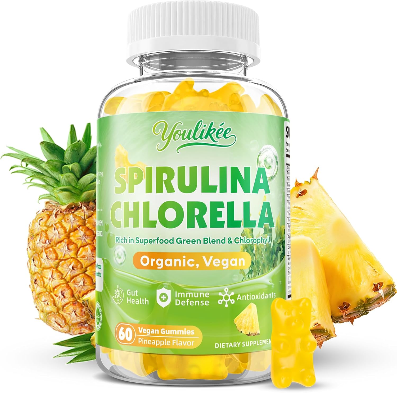 Organic Spirulina Chlorella Gummies, Super...