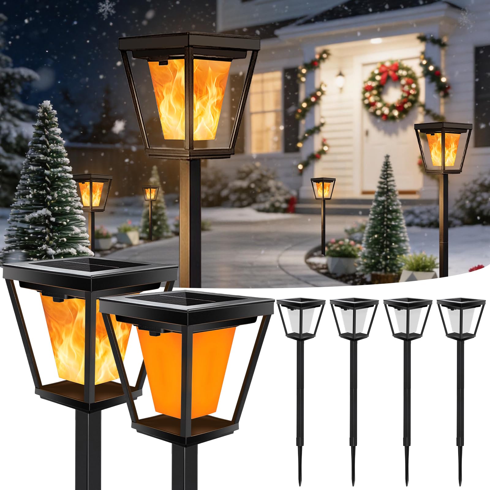 Confezione da 6 lampade solari per esterni con effetto fiamma tremolante, impermeabilità IP65, picchetto per vialetto da giardino, terrazza, accensione e spegnimento automatico