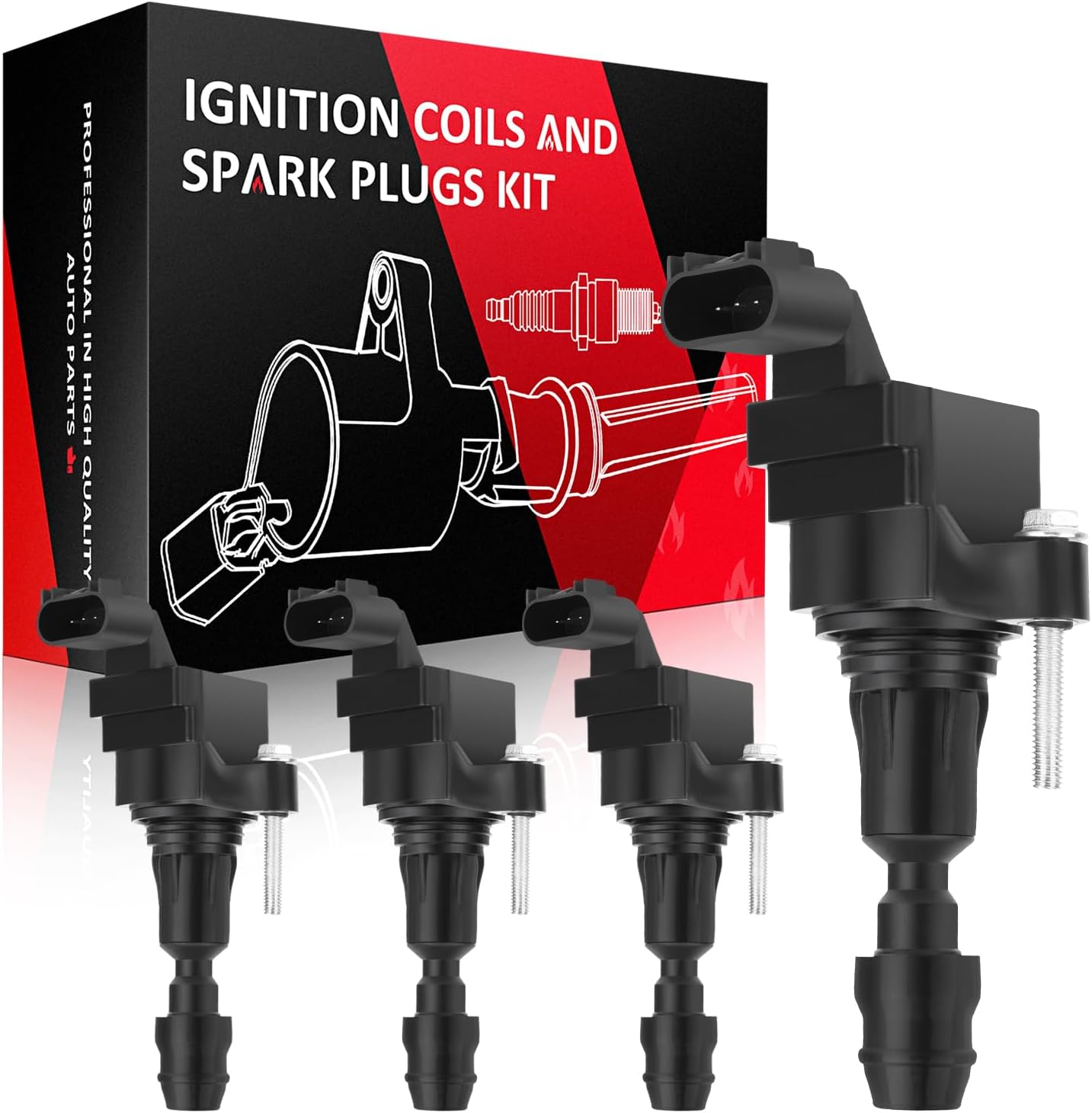 SCITOO 4Pcs Ignition Coil UF491 for Saturn Vue 2.4L 2008-2010 for Pontiac G6 2.4L 2006-2010 for GMC Terrain 3.6L 2013-2015 for LaCrosse 2.4L 2010-2015 ‎C1552 UF491