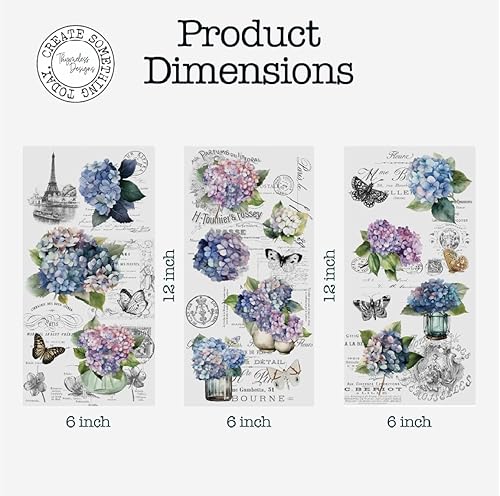 Miniatura 3 de Thymeless Designs - Transferencias para manualidades y muebles, 3 hojas de diseño de 6 x 12 pulgadas, transferencia de decoración del hogar,