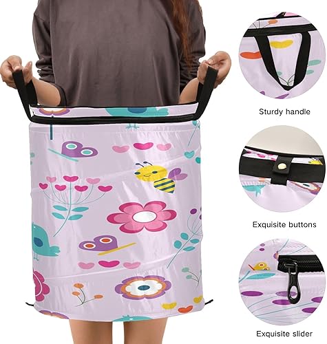 Miniatura 3 de organizing 62 quart folding clothes hamper for dorm Cute Bee Happy Good Luck & Floral,cesto para ropa sucia