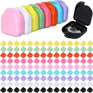 Nuenen 180 Pcs Retainer Case with Vent Holes Mouth Guard Container Case Dental Storage Container Multicolor Dental Retainer Box for Office Travel Household, 9 Colors (Bright Color)