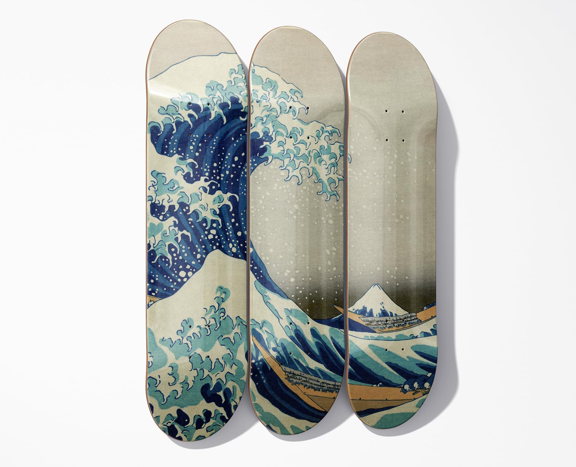mubusi Hokusai The Great Wave Skateboard Triptych 78.5 x 20 cm 8