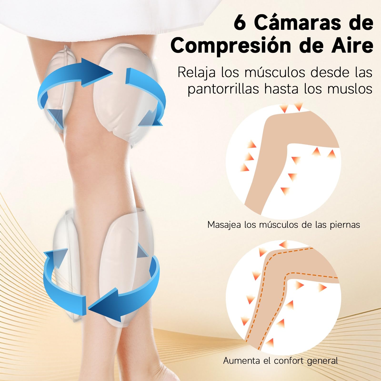 Masajeador piernas inalámbrico Oyase, 3 niveles, calor y bolsas aire | Masaje de presión 3 niveles con calor, temporizador 15 min. Para pantorrillas, muslos y rodillas