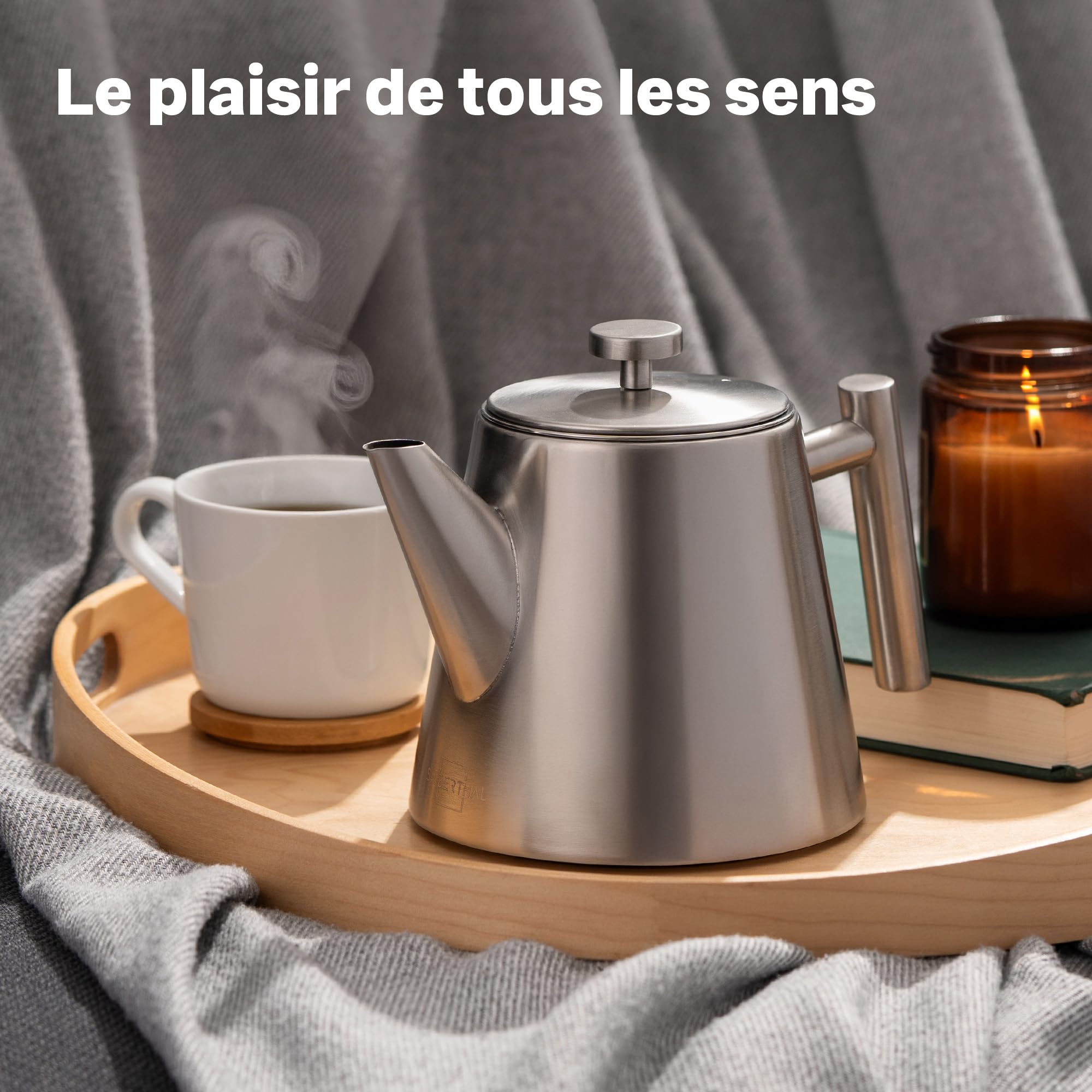 Théière inox 1L infuseur amovible thé et café