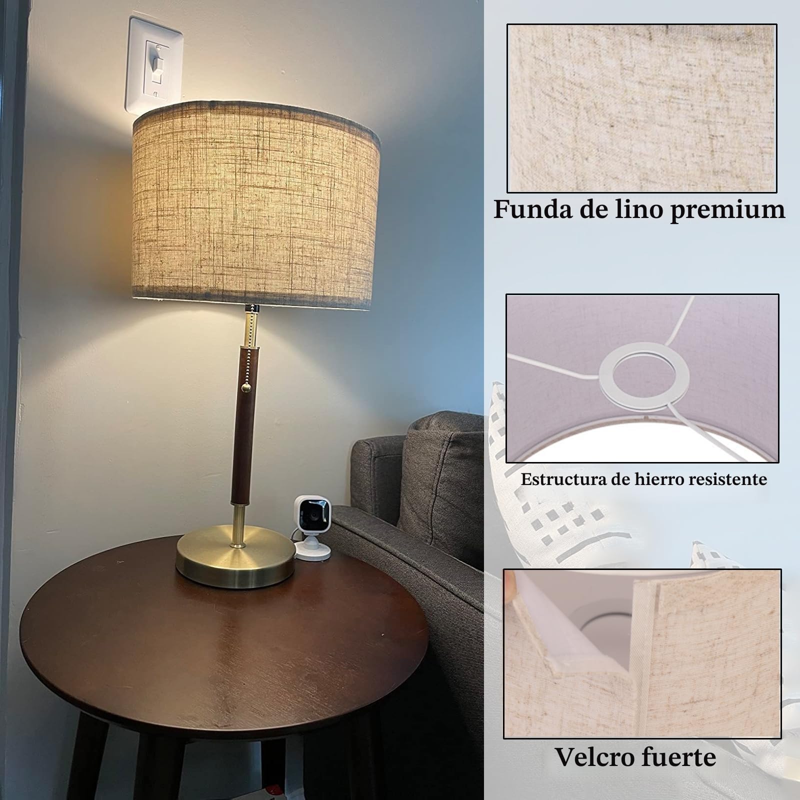 Pantallas Lamparas con Adaptador E27 a E14, Pantalla de Lampara Para Mesa, Mesita de Noche, Lámpara de Pie, de Pared, 28cm de Diámetro x 22,5cm de Altura, Juego de 2