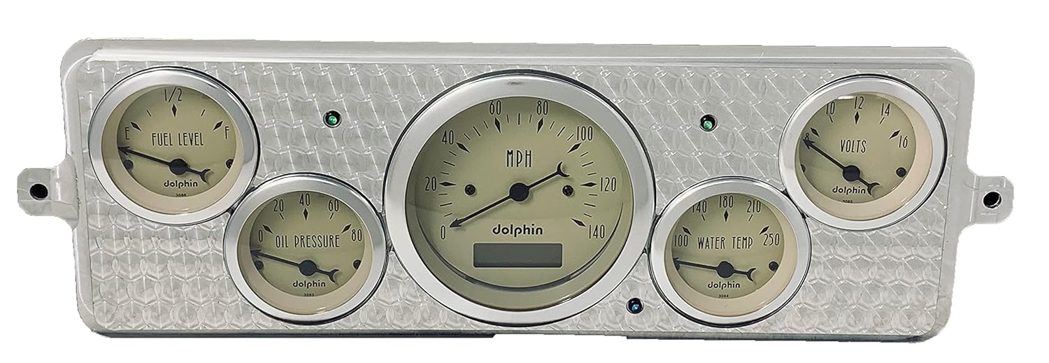 1939 Chevy Car - 5 Gauge Dash Panel Set - Engine Turned - Programmable - Tan