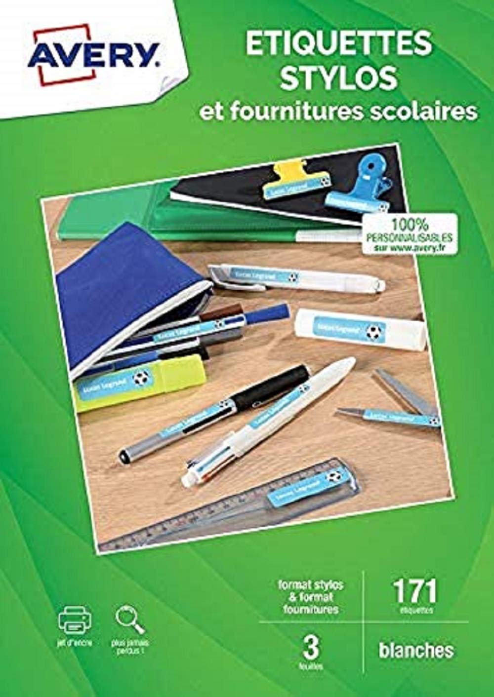 Avery J8110-3 Pack of 171 Printable Labels for Pens/School Supplies