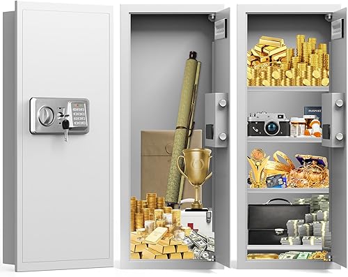 Miniatura 14 de Cajas fuertes de pared resistentes de 37.4 pulgadas de alto entre montantes con centros de 16 pulgadas, a prueba de fuego en la pared con estante