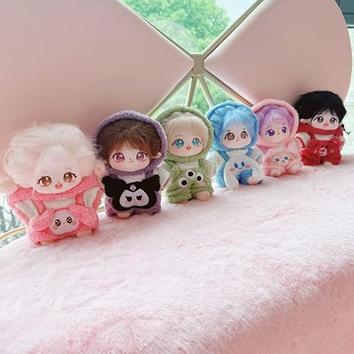 Miniatura 5 de CALEMBOU Ropa de muñeca de peluche, ropa suave de animales de peluche, sudadera con capucha de animales lindos para muñecas suaves de 8 pulgadas