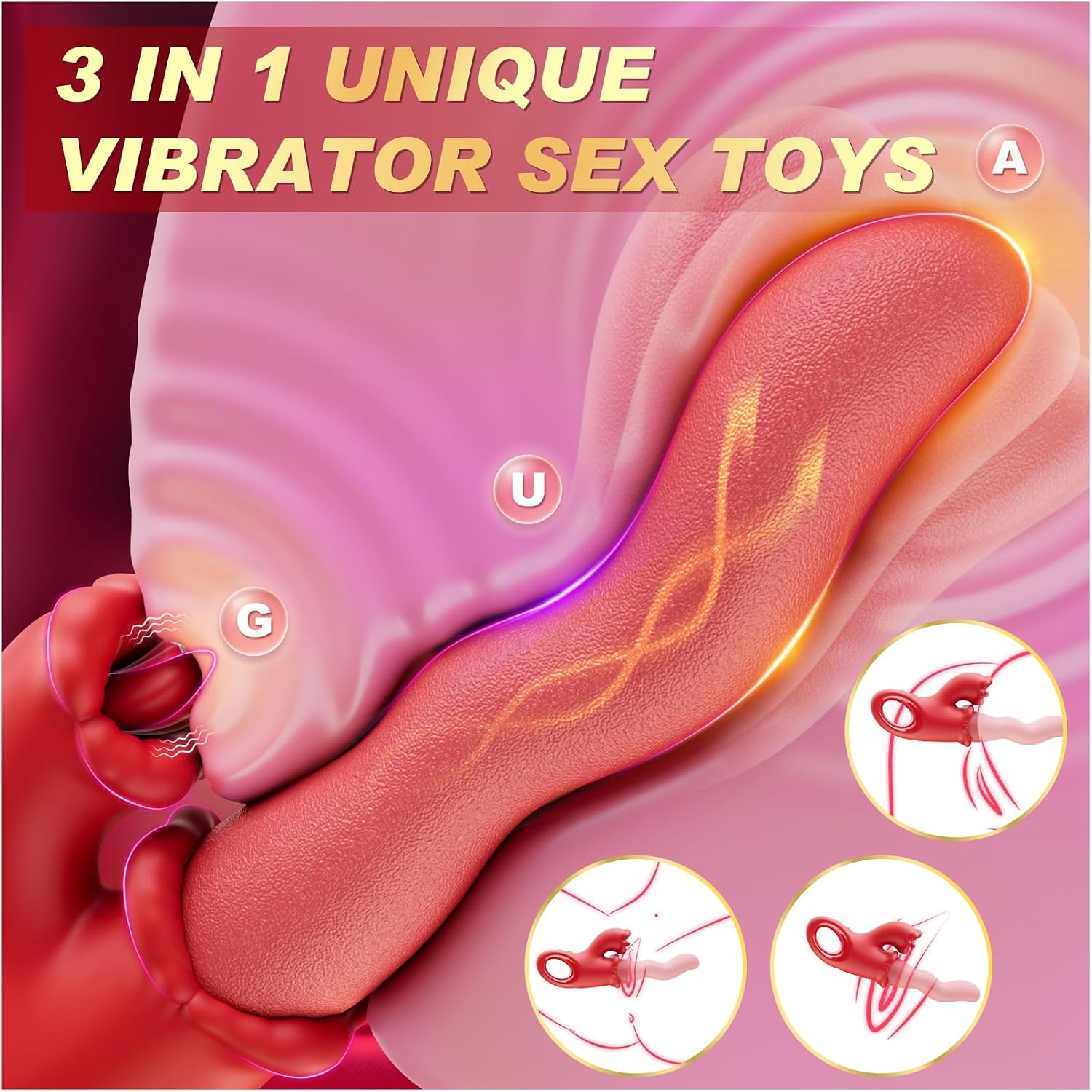KGIPUL Tongue Toy for Women Rabbit Vibrator - Adult Toys Tongue Vibrator Dildo Women Sex Toys with 3 Wriggling & 10 Licking Vibrating Modes, Thrusting Vibrators G Spot Teasing Clit Sucker Stimulator