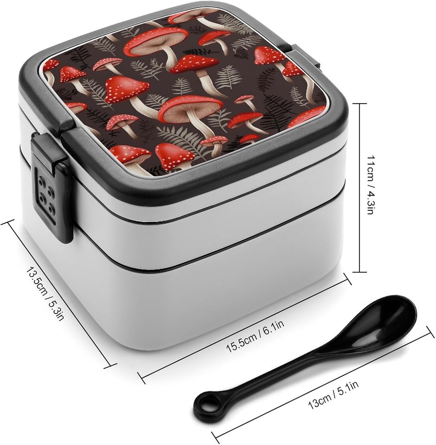 Adults Lunch Box Adult Bento Box Stackable Bento Box BPA-Free Red Mushrooms Lunch Box Food Container Ideal for Meal Prep, Work, And On The Go