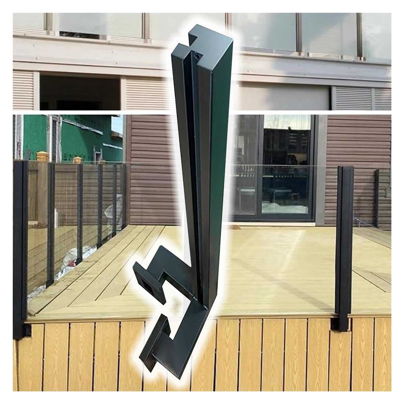 Poteau de garde-corps en verre terrasse fixation latérale