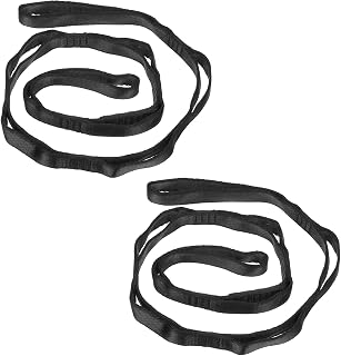 PATIKIL Daisy Chain Straps, 2 Pack Strong Climbing Strap Adjustable Nylon Chain Sling with 8 Loops for Aerial Yoga Hammock Swing, Black