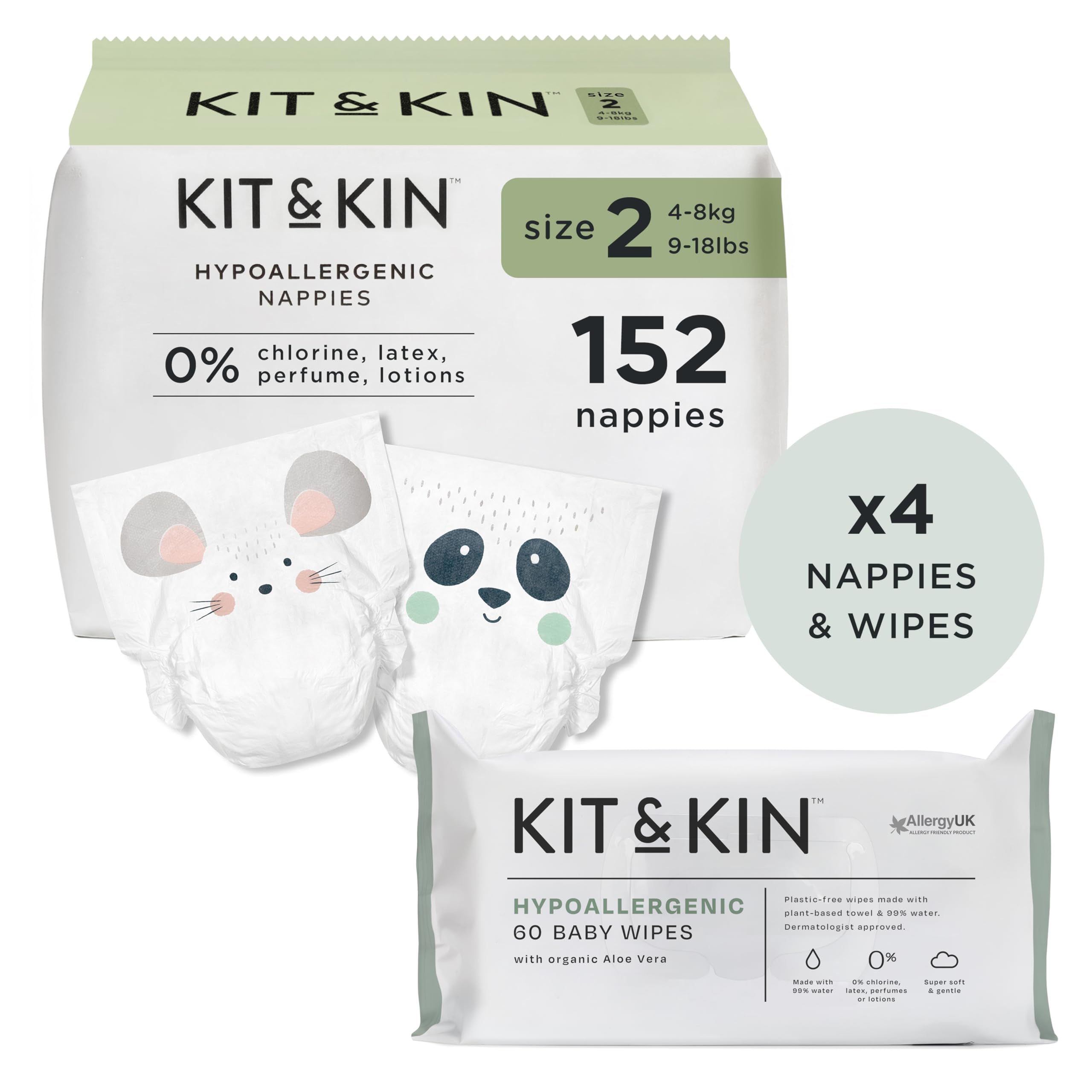 Premium Size 2 Newborn Essentials Starter Pack | Baby Nappies and Wet Wipes | Hypoallergenic with Flash Dry High-Performance Layer (152 Nappies, 240 Wipes)