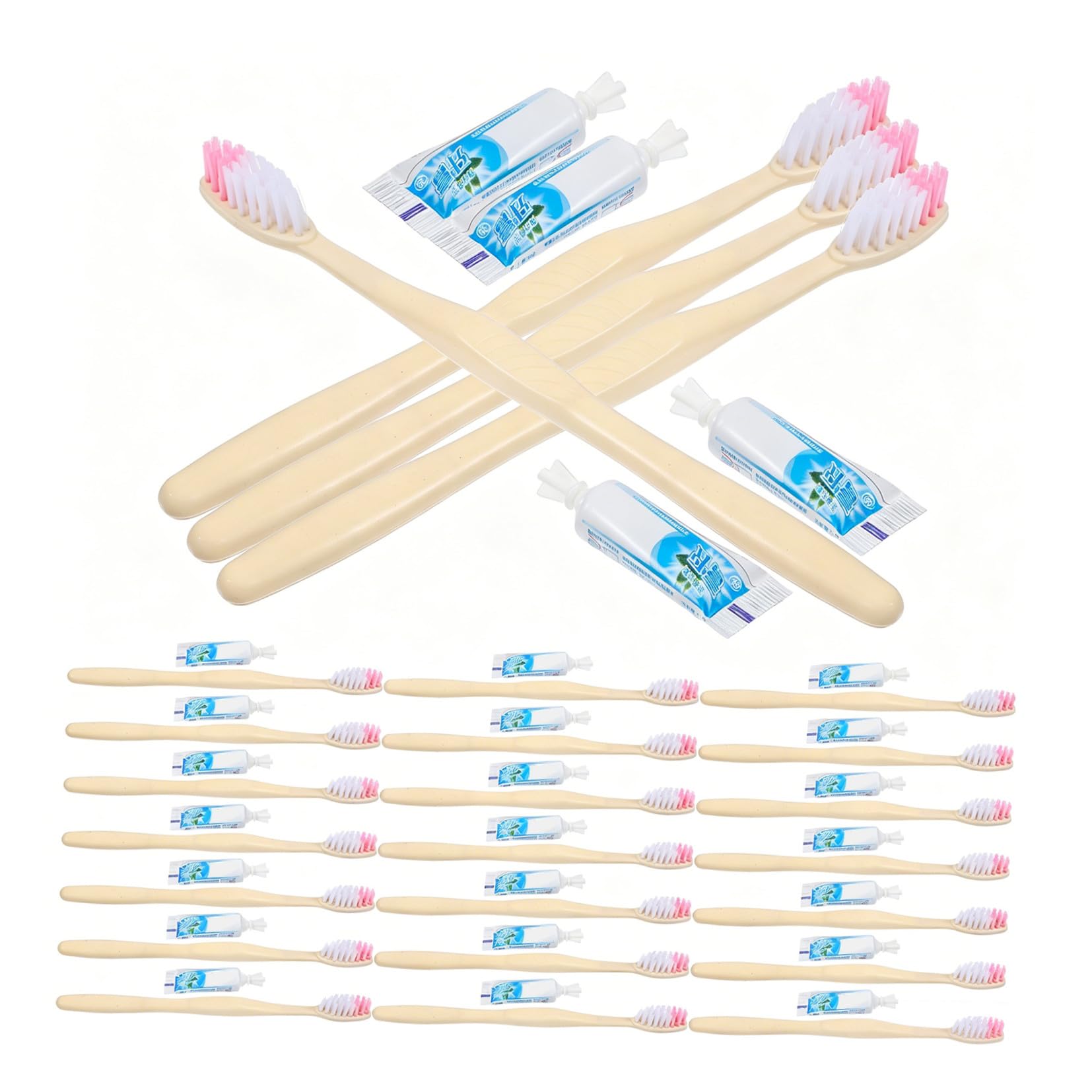 Kit Spazzolino Monouso Manuale da Viaggio con 100 Pezzi, Spazzolino in Plastico Portatile e Dentifricio, per Hotel e Viaggi Stili multipli