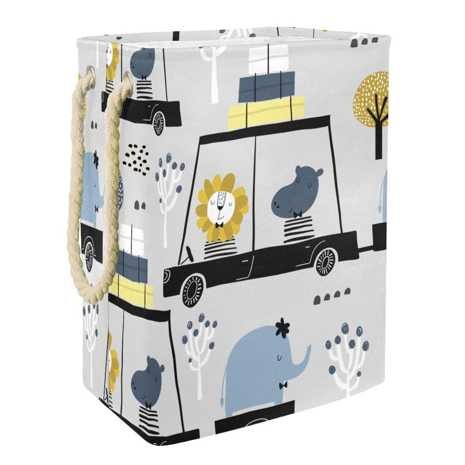 Panier à linge motif lion avec poignée : idéal pour trier les vêtements des enfants