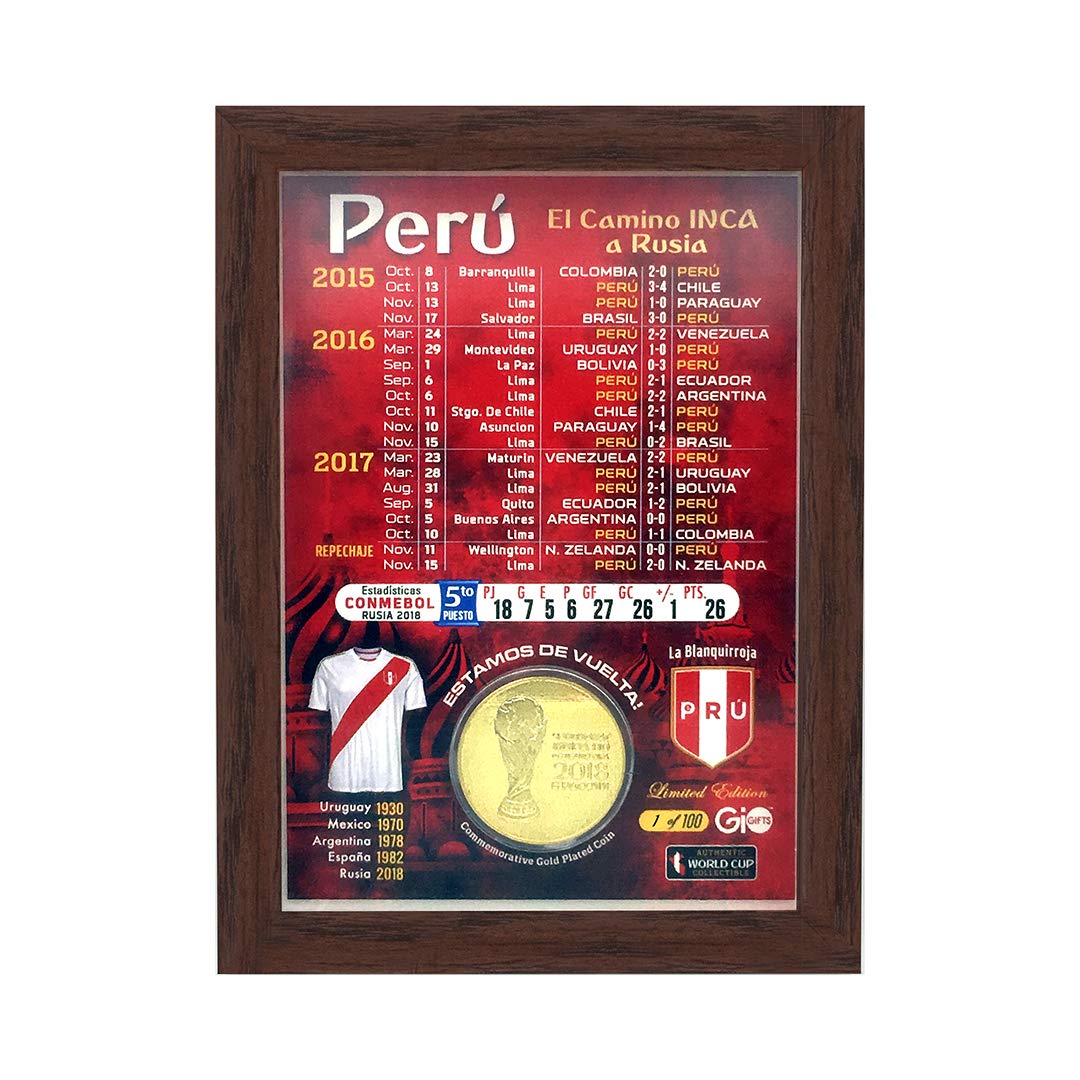 Gio Gifts Peru Futbol Soccer Framed Sports Collectible Souvenir Gift