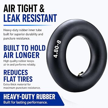 (2-Pack) Fastvert 4.80-8/4.00-8 Heavy-Duty Inner Tubes with TR-87 Bent Valve Stem – Fits Wheelbarrows, Utility Trailers, Garden Carts, Lawn Equipment, Hand Trucks and More