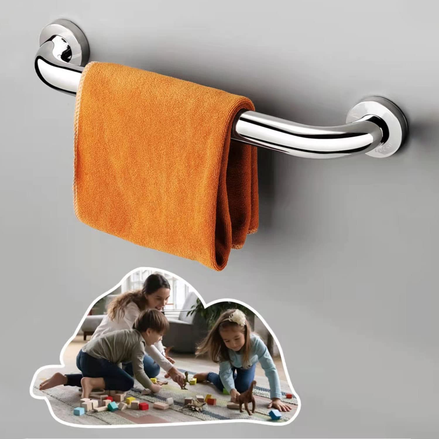 Maniglione per Doccia, corrimano per Bagno da 400 mm, maniglione in Acciaio Inossidabile, maniglioni per Anziani, maniglioni per Bagno Adatti per Bagno, Cucina, Camera da Letto (15,75 Pollici)