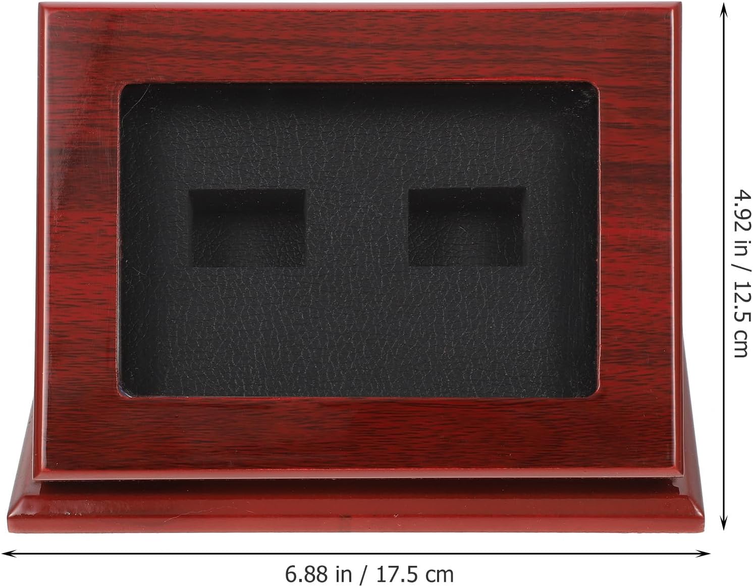 Wooden Championship Ring Display Case with 2 Slots, Multipurpose Ring Storage Box for Home Memorabilia, Dustproof Presentation Holder for Sports Collectibles