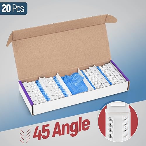 Miniatura 204 de Everest - Paquete de 50 conectores Keystone RJ45 Cat6 en ángulo de 45°, color blanco, conectores RJ45 hembra de perfil delgado, conector Keystone