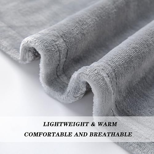 Miniatura 5 de JIAHANNHA - Manta de franela de forro polar tamaño Queen (90x90 pulgadas), manta gris para sofá o cama, de 280 GSM, súpersuave y mullida para todas