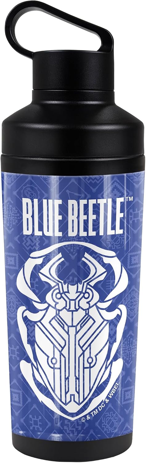 Blue Beetle (2023) OFFICIAL Circuit Beetle Logo 18 oz Insulated Water Bottle, Leak Resistant, Vacuum Insulated Stainless Steel with 2-in-1 Loop Cap