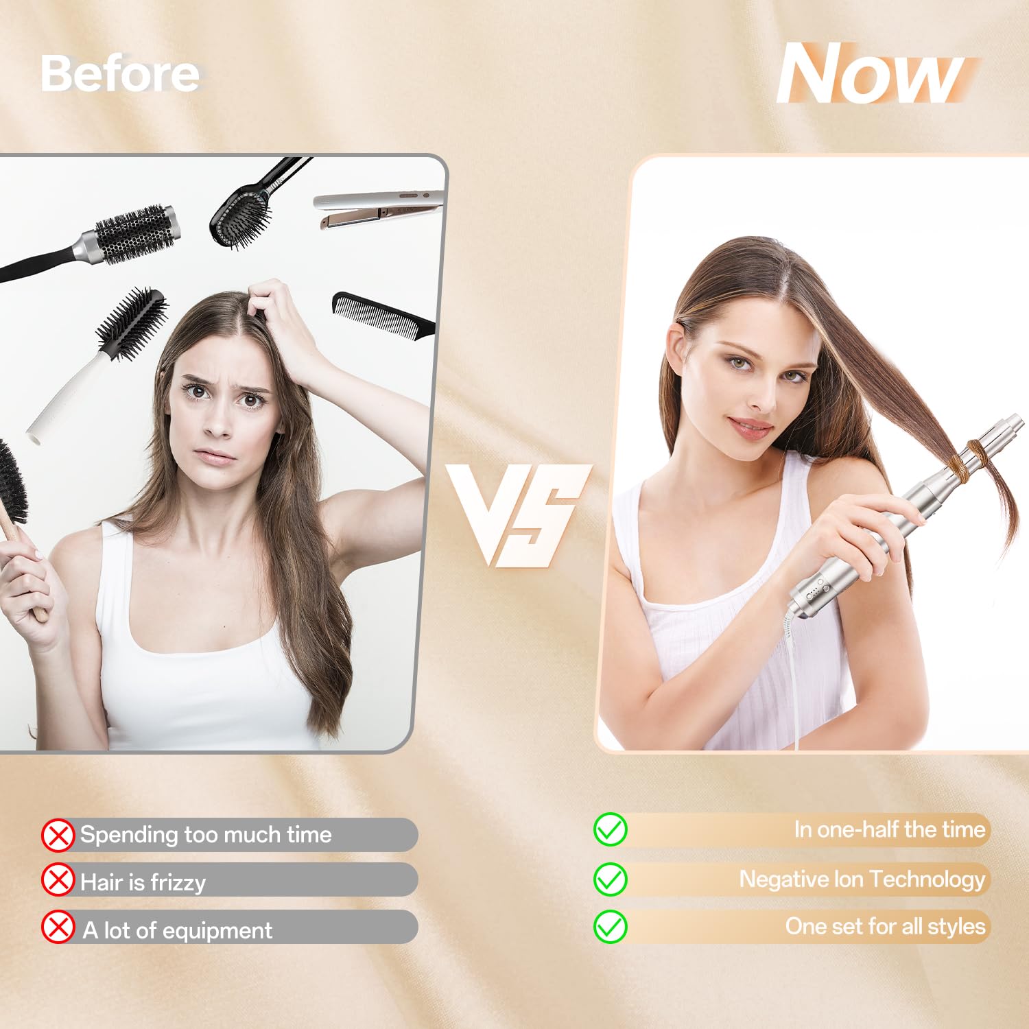 [140000 RPM]Warmluftbürste [6 in 1] Air Styler & Föhnbürste, Hochtouriger negative Ionen Haartrockner schnell trocknend, Warmluftbürste Set mit Auto-Air Locken, Volumizer, Rundbürstenföhn, Glätteisen