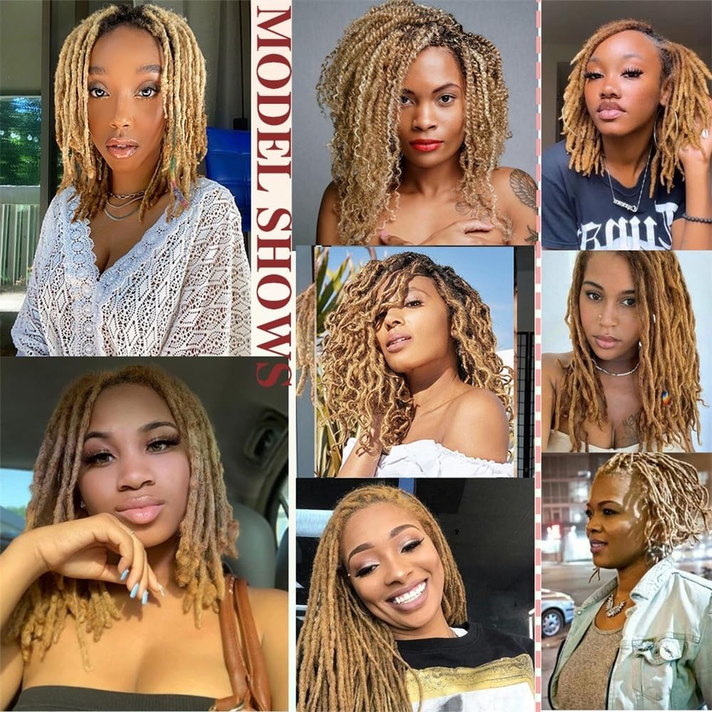 Splatanie włosów Afro Kinkys Ludzkie Włosy Ludzkie Do Przedłużania Dredów 27# Blond Afro Szydełkowe Włosy Dla Czarnych Kobiet Kobieta(8inches)