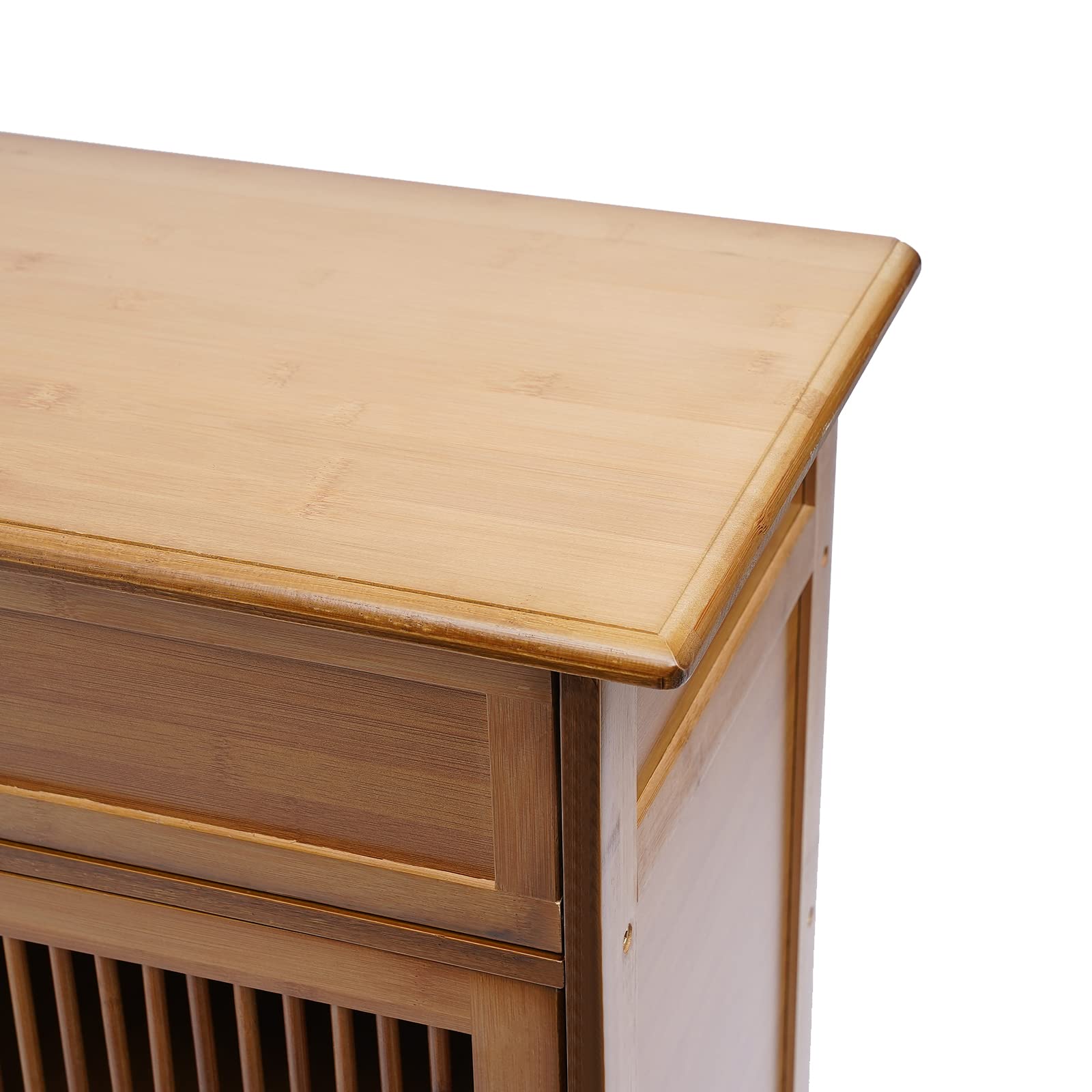 Scarpiera in bambù con cassetto e Ampio Piano Superiore, 5 Ripiani in bambù con Porta, Organizer per Scarpe per 20-25 Paia, Ingresso, corridoio, Soggiorno, Camera da Letto