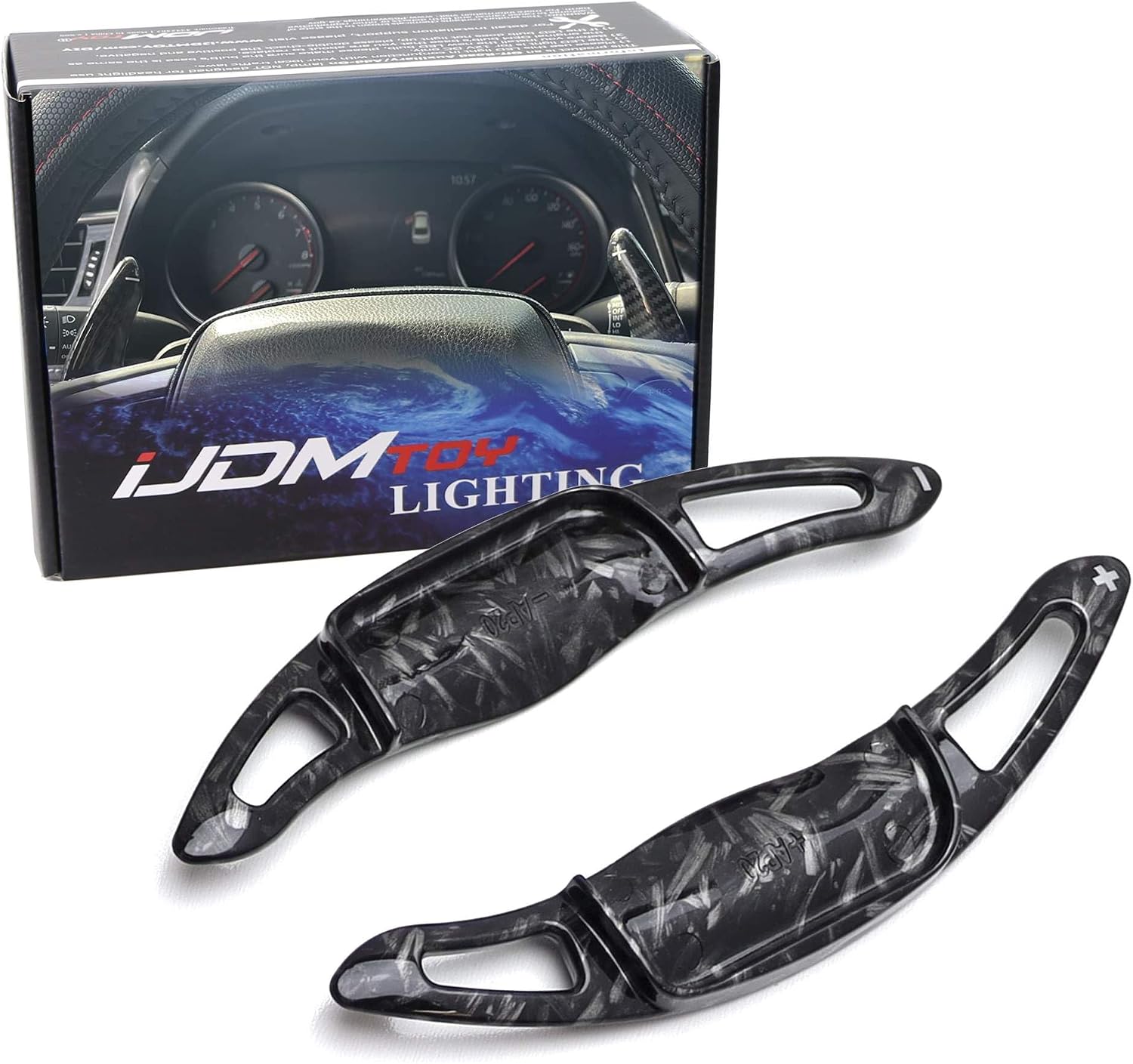 iJDMTOY Forged Caron Fiber Pattern/Style Large Paddle Extensions Compatible with Toyota 2018-up Camry, 2019-up Corolla, Avalon