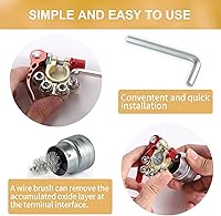 Vista 4 de SINGARO Conector de Abrazadera de Terminal de Batería de Automóvil, Conector de Abrazadera de Terminal de 4 Vías Positivo y Negativo de Liberación