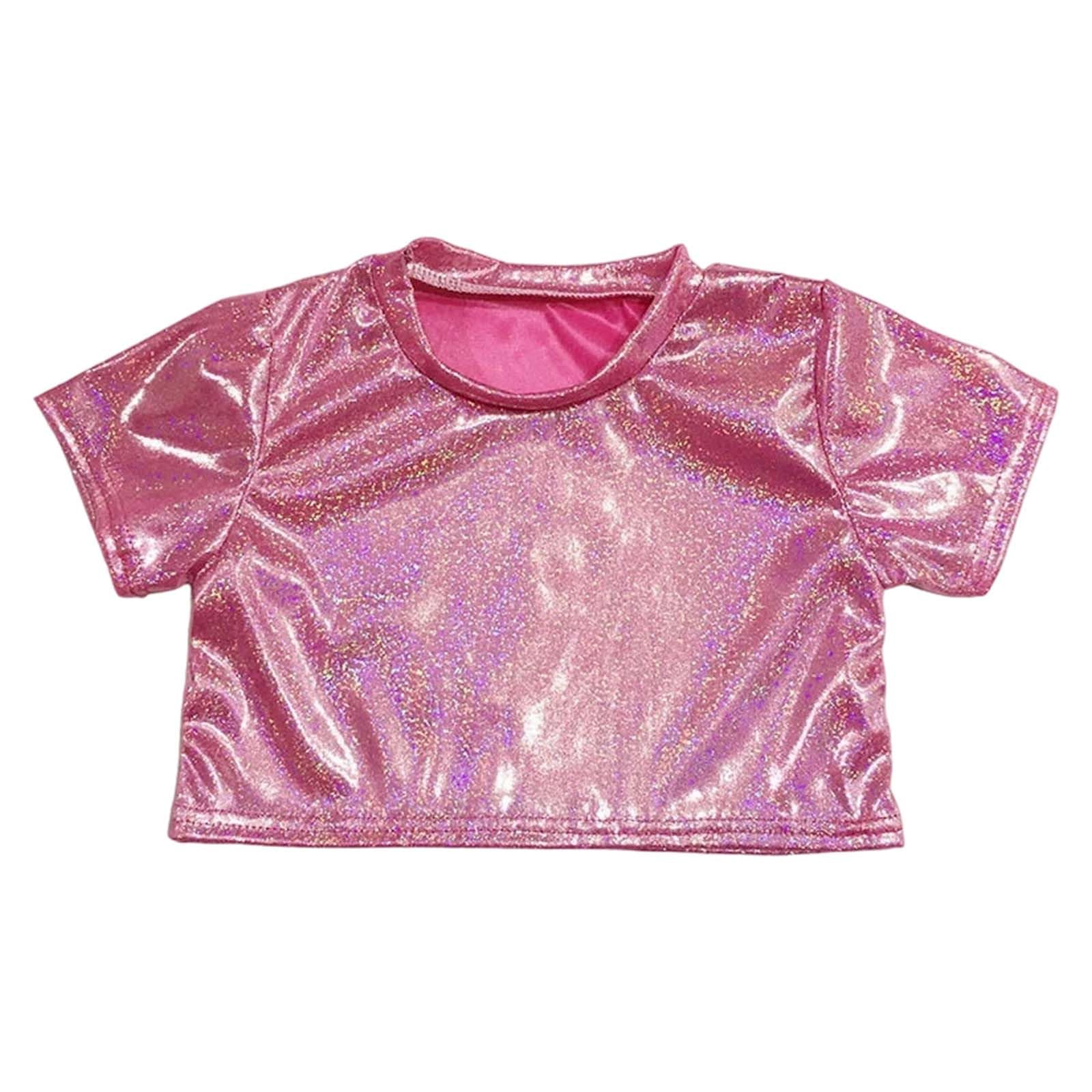 Generisch Top de lentejuelas brillantes para niñas, ropa de baile, gimnasia, animadora, fiesta, moda