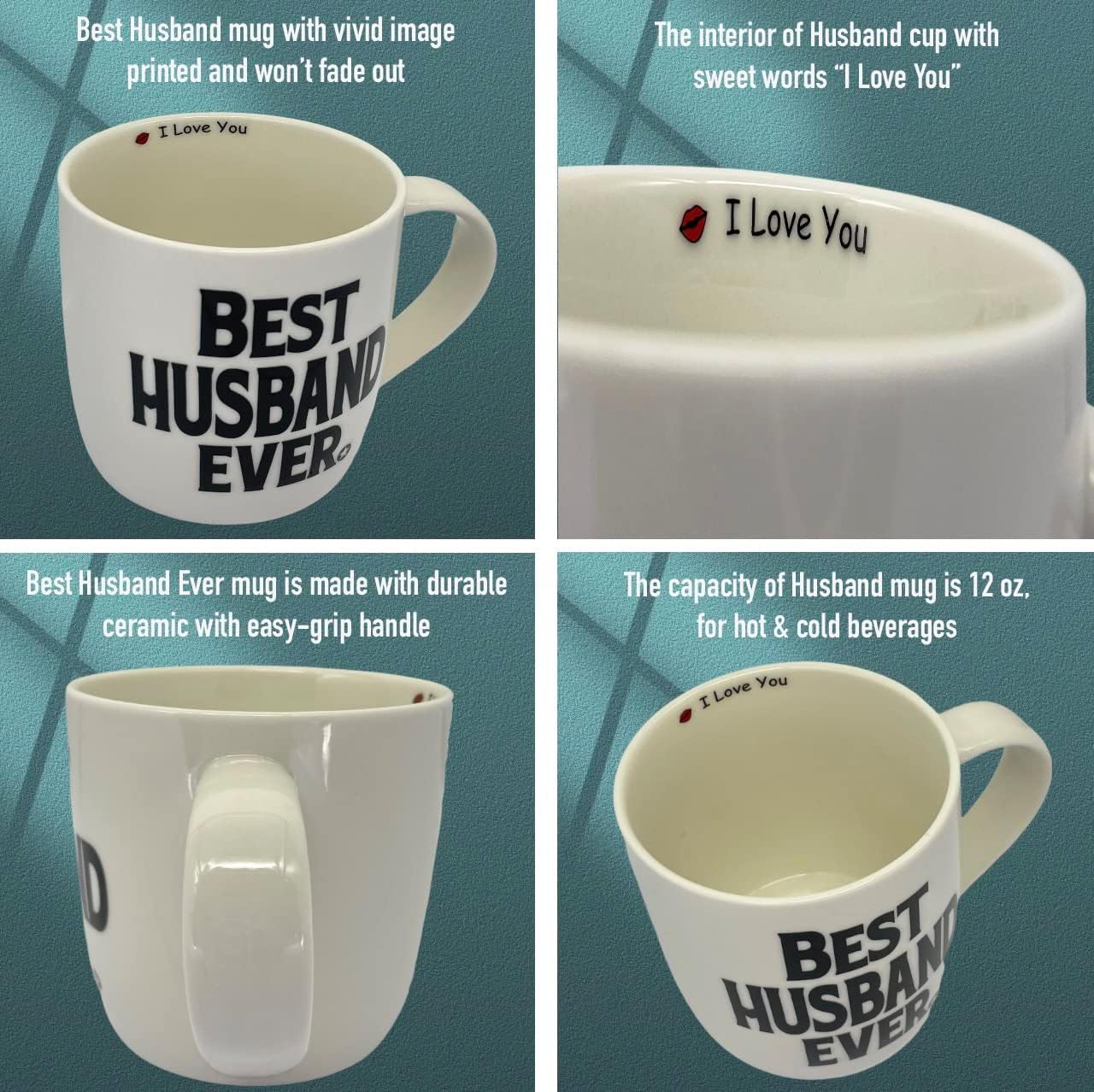 Best Husband Mug 12 Ounce Ceramic, Husband Keychain Bottle Opener, Best Husband Ever, Husband Coffee Mug from Wife, Romantic Gifts for Husband Birthday Valentine Christmas - Image 2