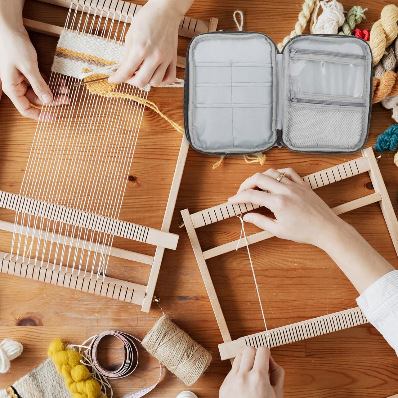 SEWACC 2 Piezas caja de agujas de tubo de suéter agujas de tejer circulares bolsas de almacenamiento con agujas de viaje Organizador de agujas de tejer bolsos Gancho de crochet