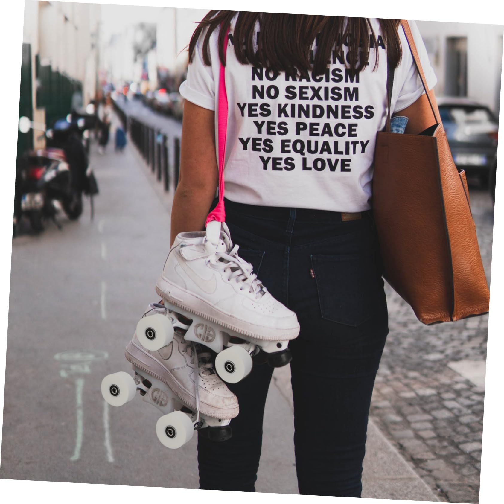 BESPORTBLE Roller Skate Wheels White Replacement Skates 4 Pack Accessories Double-row High-elastic Pu