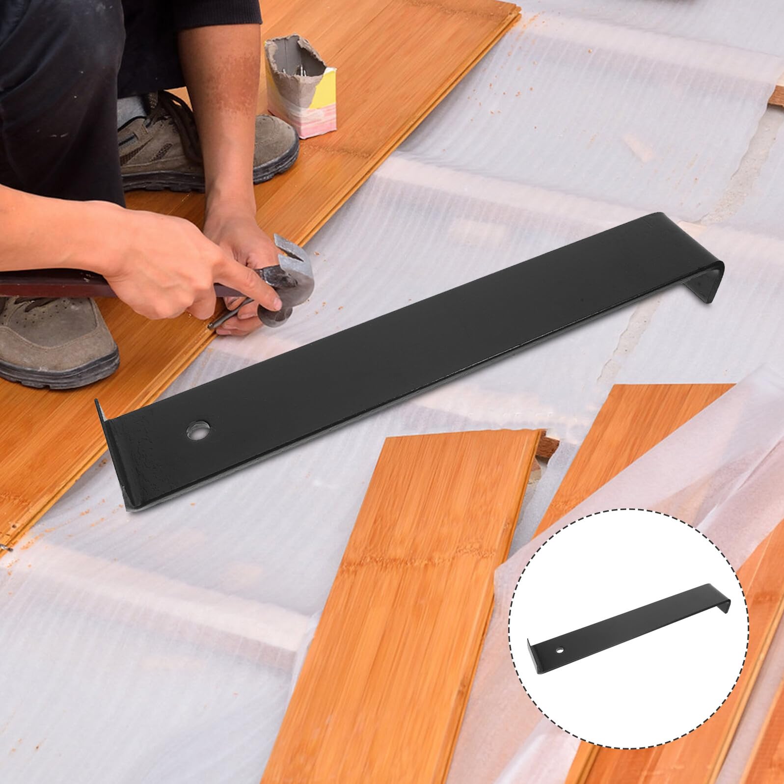 Kit Attrezzi per Installazione Pavimenti in Legno e Laminato | Acciaio al Manganese Nero, Uso per Posa di Parquet e Laminati, Finitura Uniforme per Installatori e Casa