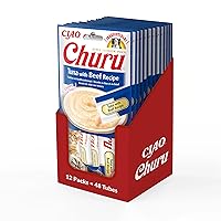INABA Churu Snack per Gatti Cremoso con Tonno e Manzo - 12 Pack (48 Stick x 14gr)