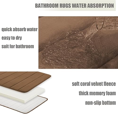 Miniatura 7 de Alfombras de baño, juego de alfombras de baño de espuma viscoelástica, 3 piezas con respaldo de PVC antideslizante, lavable a máquina, alfombra de