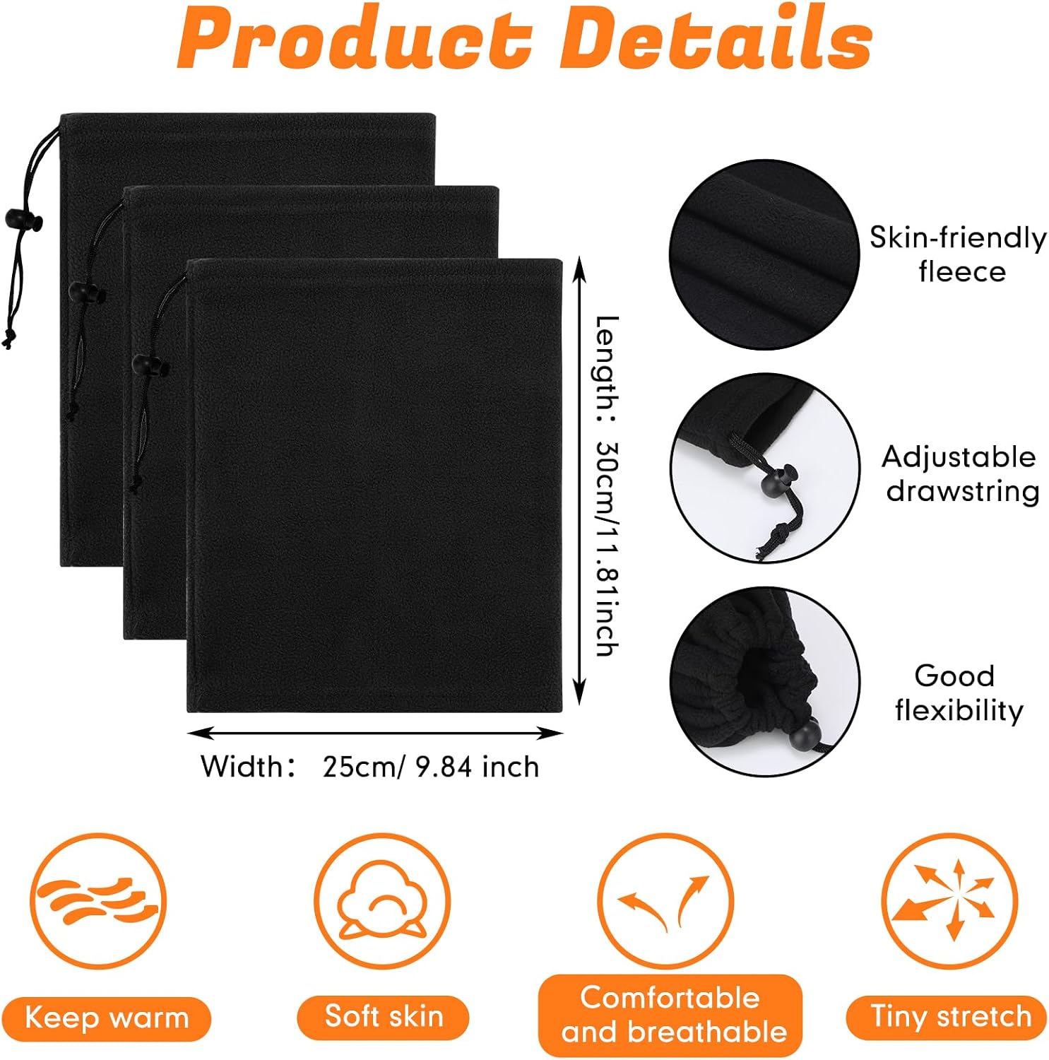 Handepo Fleece Neck Gaiter Winter Warmer Homeless Bulk image 2