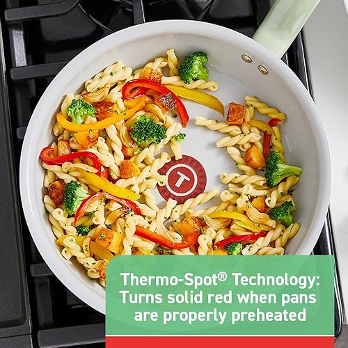 Miniatura 4 de T-fal Juego de utensilios de cocina antiadherentes de cerámica reciclada, 2 piezas, apto para horno, ollas y sartenes 350F, utensilios de cocina