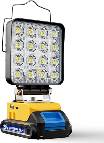 Vista 47 de LIVOWALNY Luz de trabajo LED compatible con batería Dewalt de 20 V, linterna inalámbrica de 38 W 3800 LM, herramientas de 20 V, reflector portátil